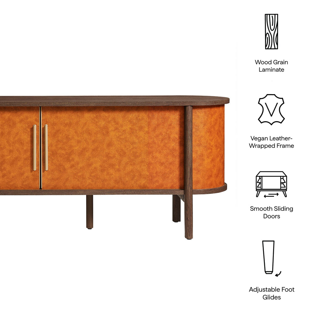 Coralie Curved 71" Vegan Leather Oval TV Stand by Modway