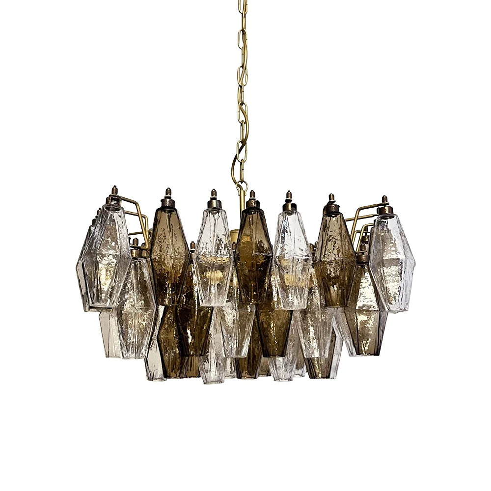 Poliedri Smoked Murano Glass Chandelier