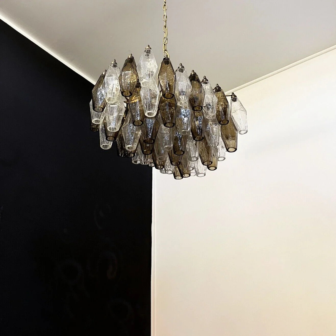 Poliedri Smoked Murano Glass Chandelier