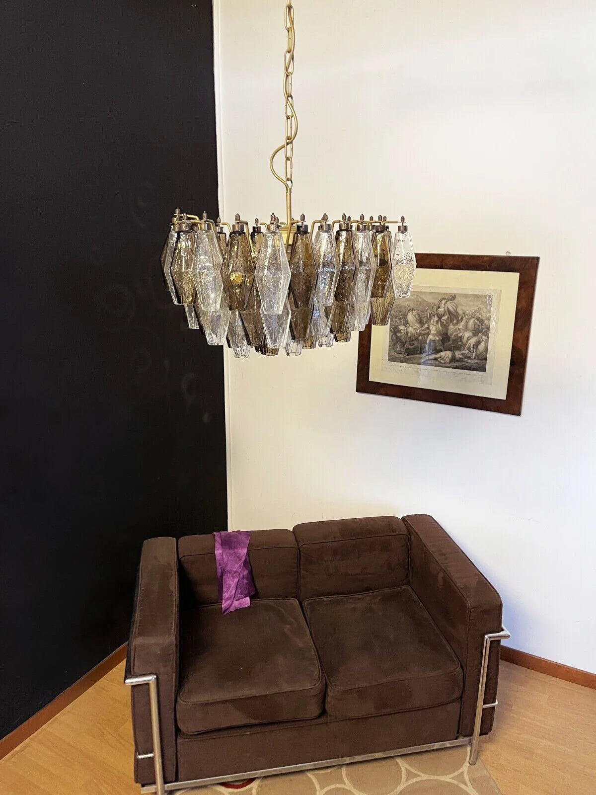 Poliedri Smoked Murano Glass Chandelier