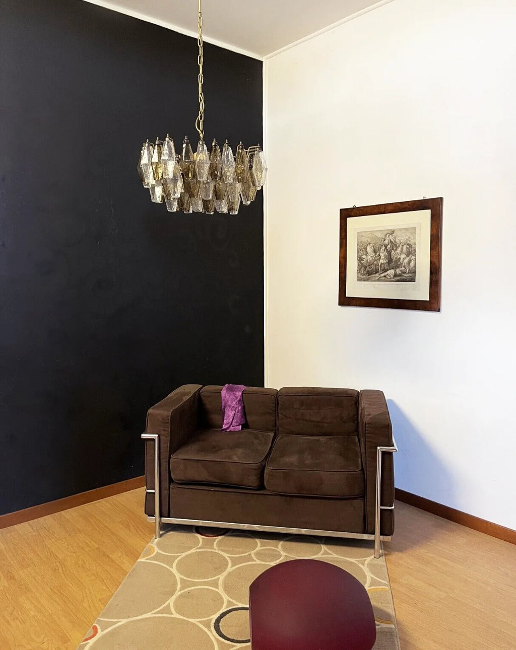 Poliedri Smoked Murano Glass Chandelier