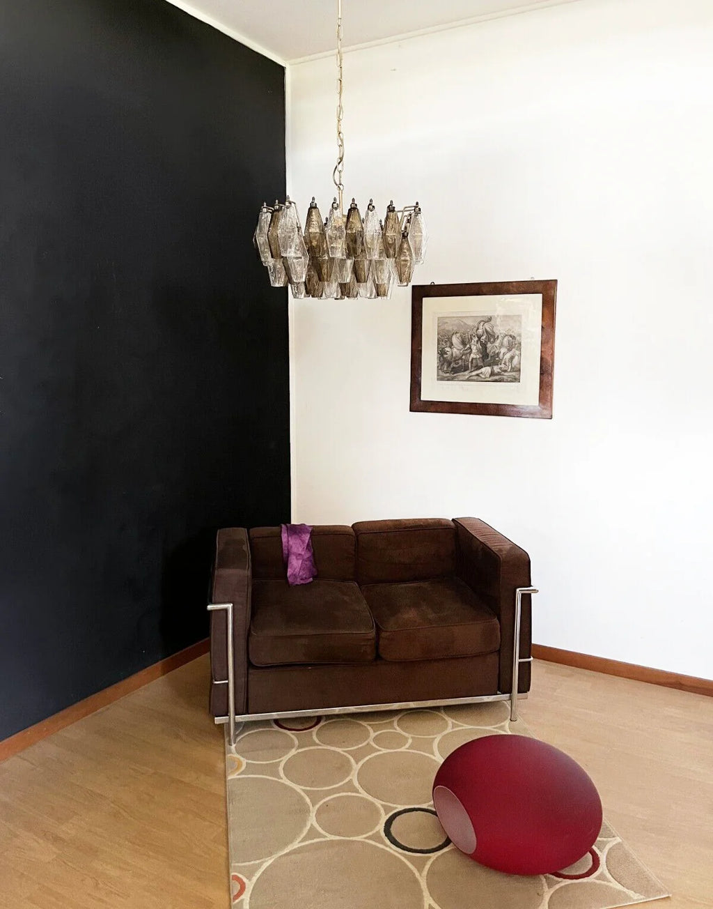 Poliedri Smoked Murano Glass Chandelier