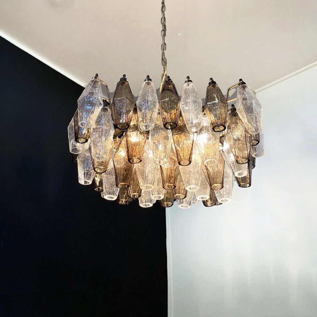 Poliedri Smoked Murano Glass Chandelier