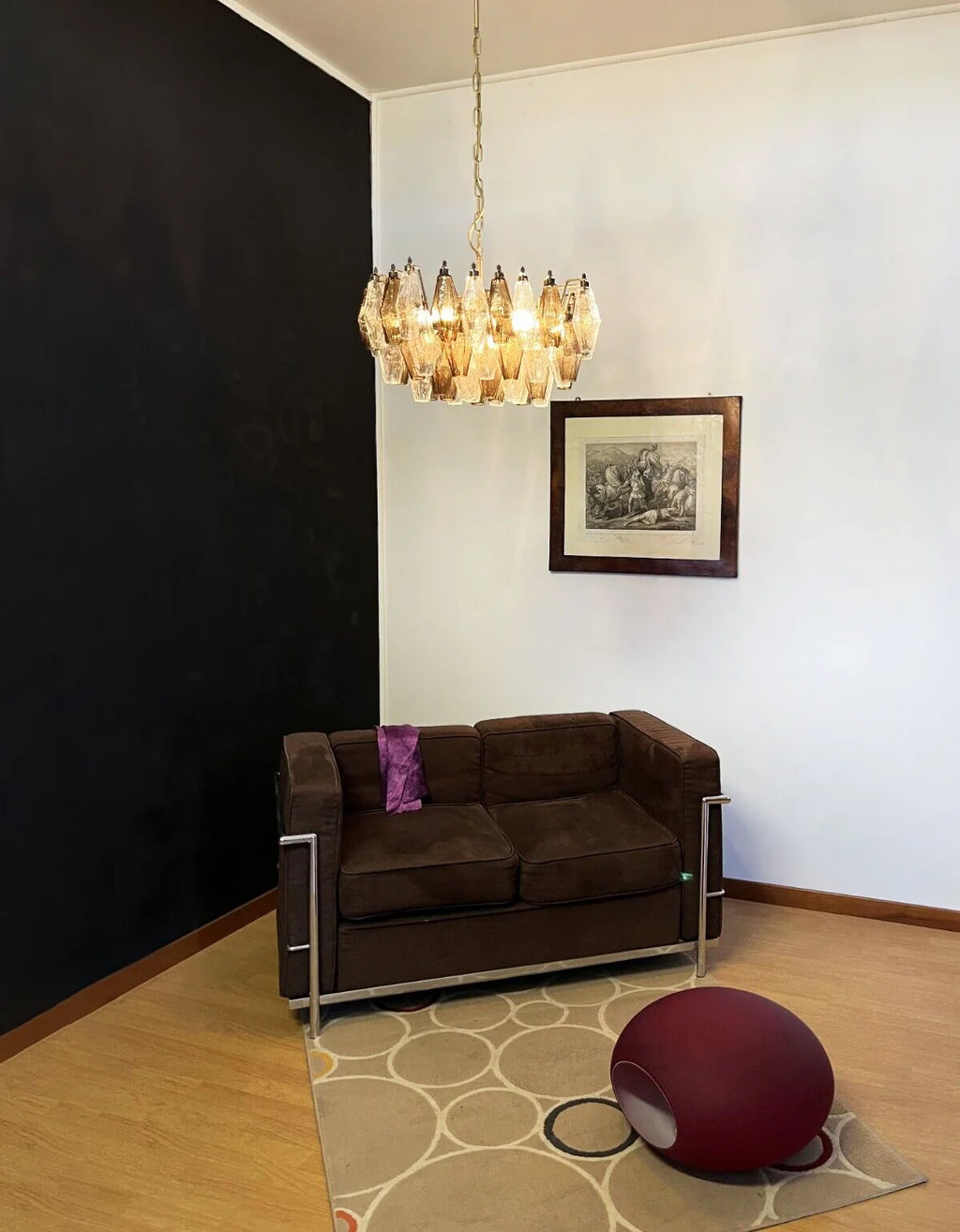 Poliedri Smoked Murano Glass Chandelier