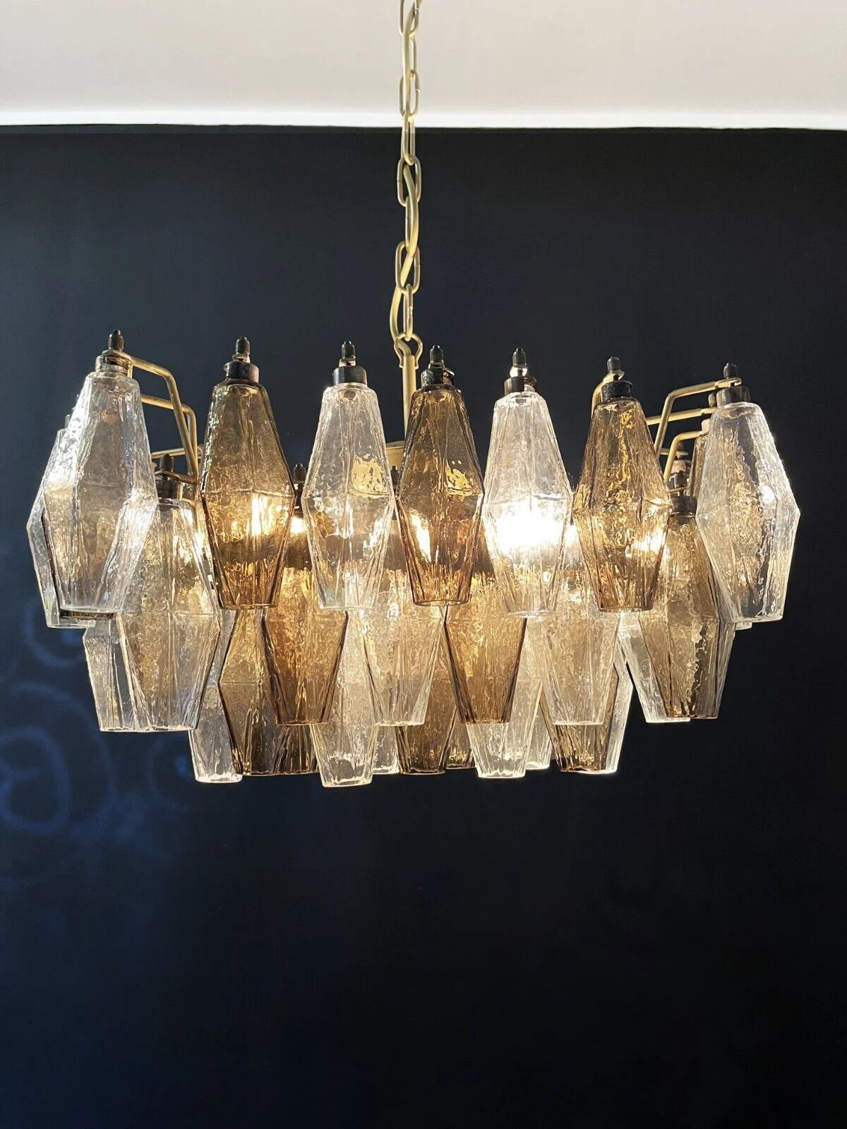 Poliedri Smoked Murano Glass Chandelier