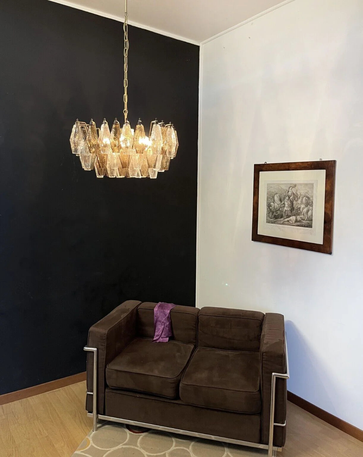 Poliedri Smoked Murano Glass Chandelier