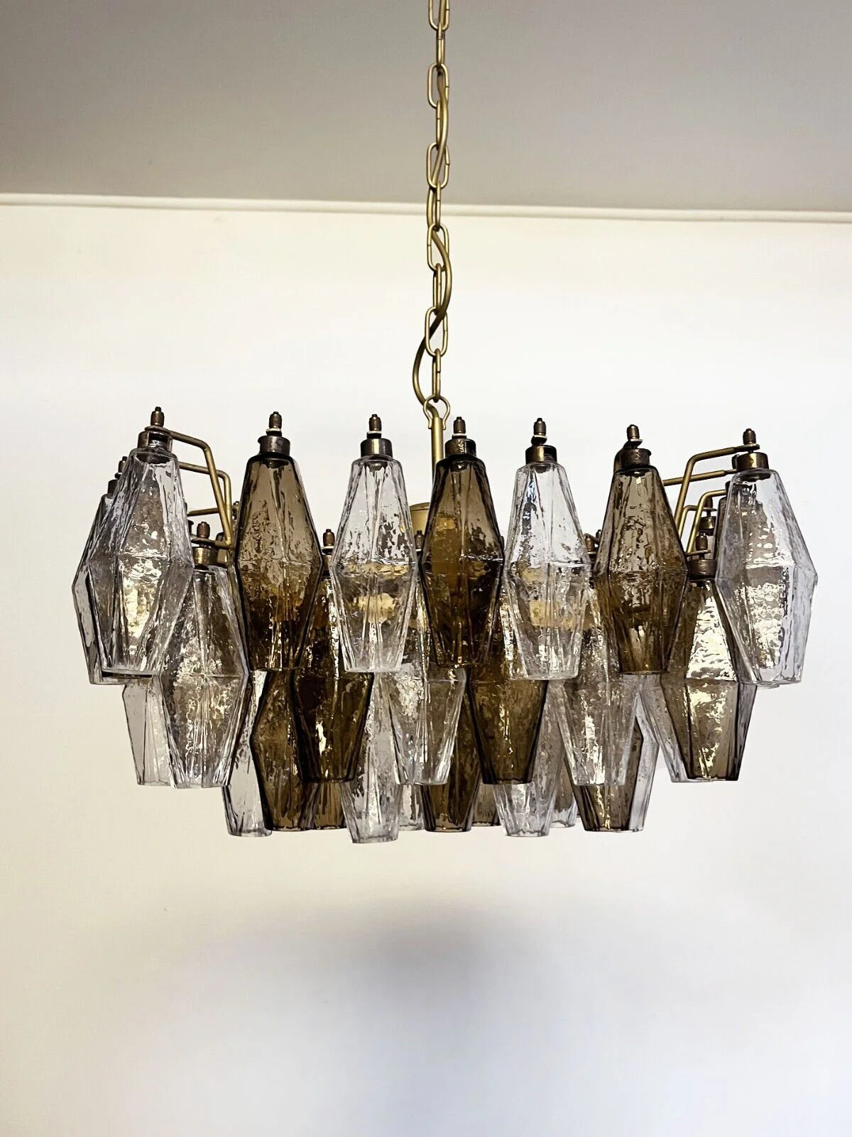 Poliedri Smoked Murano Glass Chandelier
