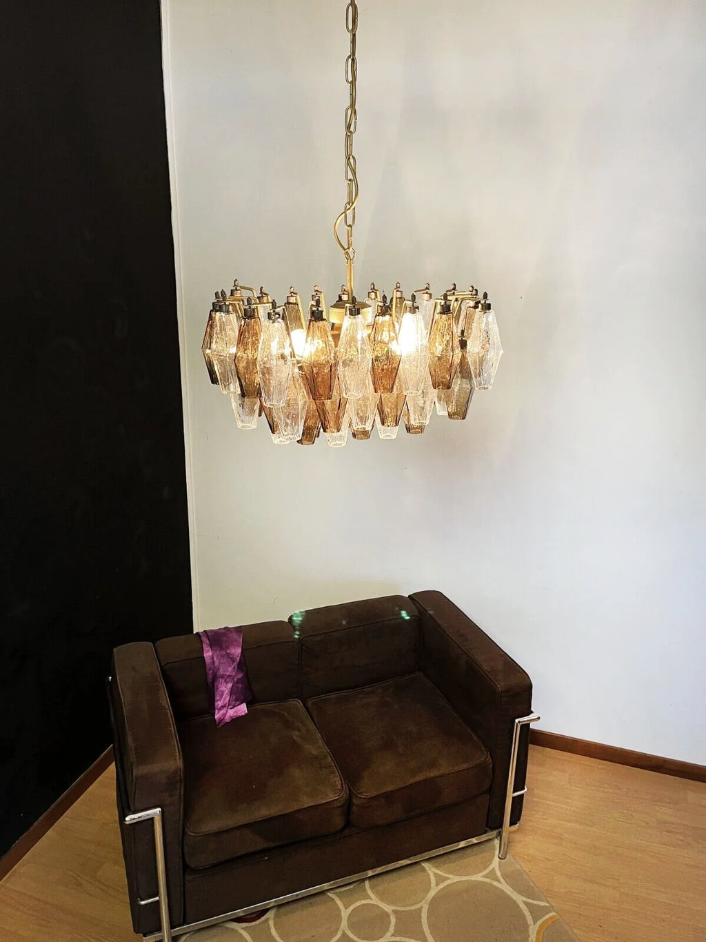 Poliedri Smoked Murano Glass Chandelier