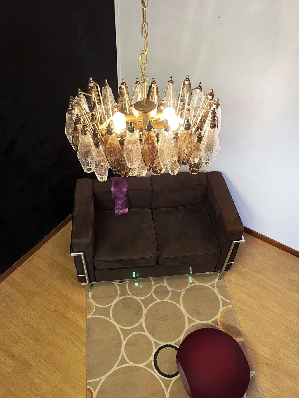 Poliedri Smoked Murano Glass Chandelier