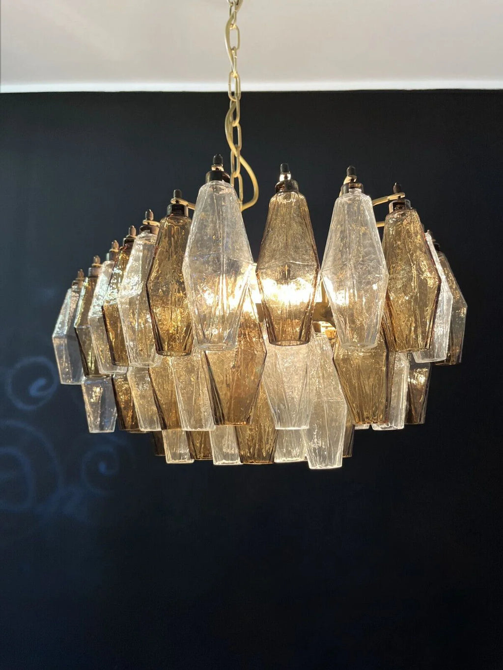 Poliedri Smoked Murano Glass Chandelier