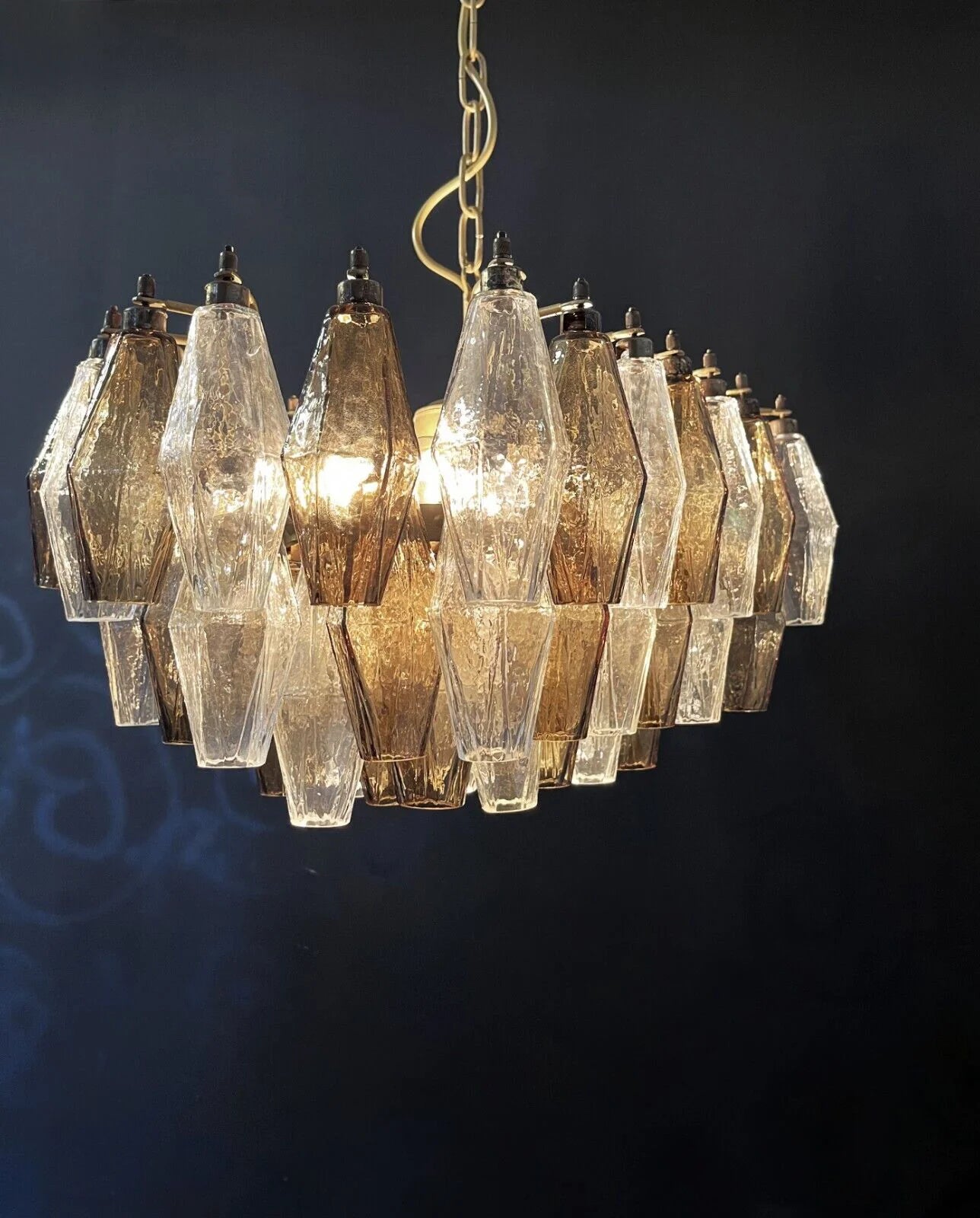 Poliedri Smoked Murano Glass Chandelier