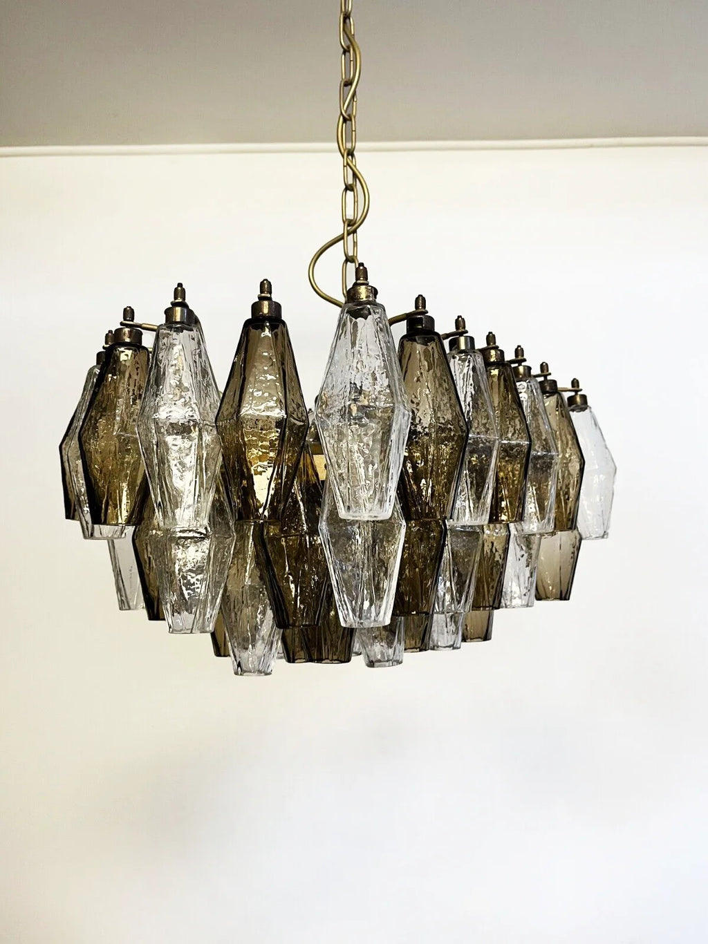 Poliedri Smoked Murano Glass Chandelier