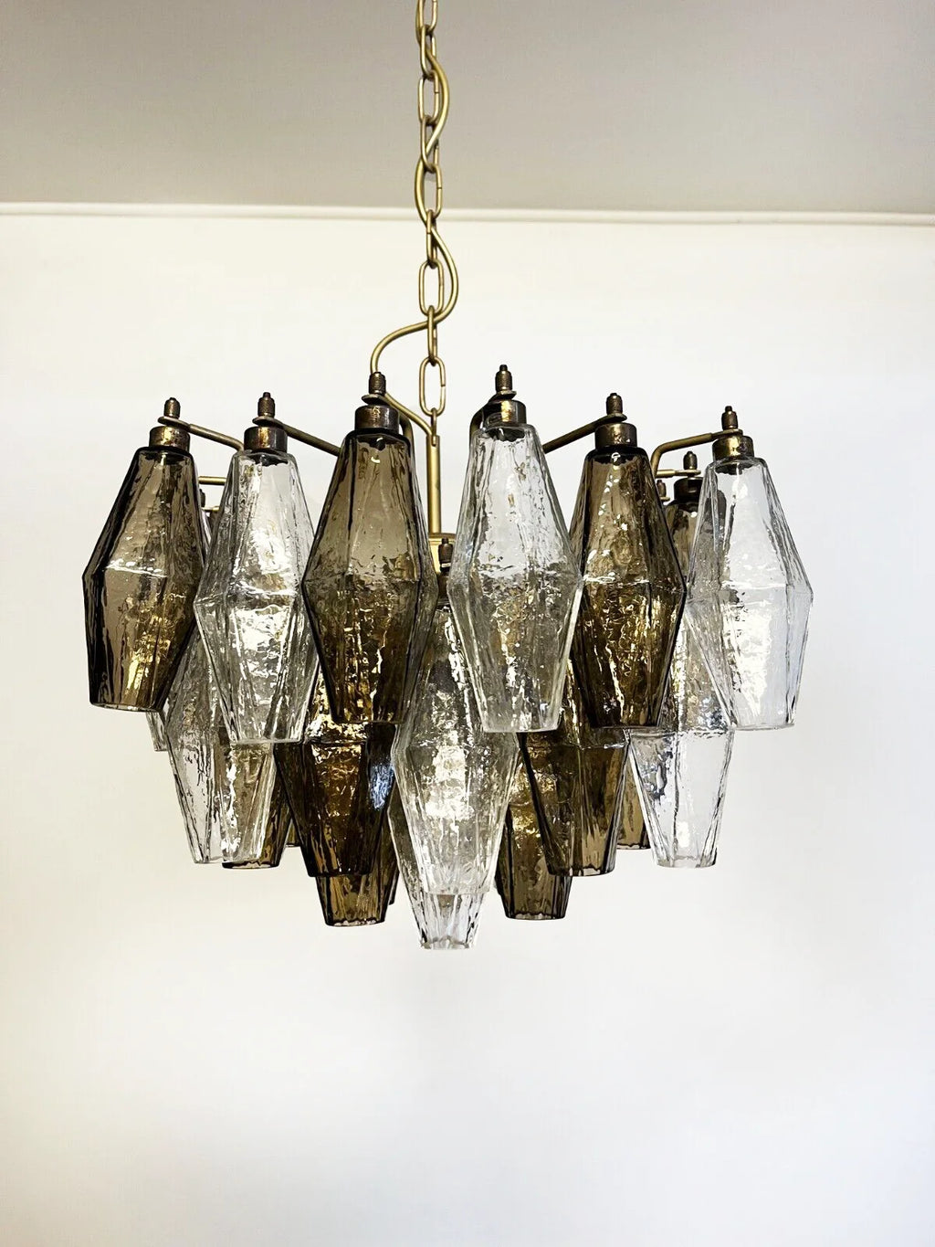 Poliedri Smoked Murano Glass Chandelier