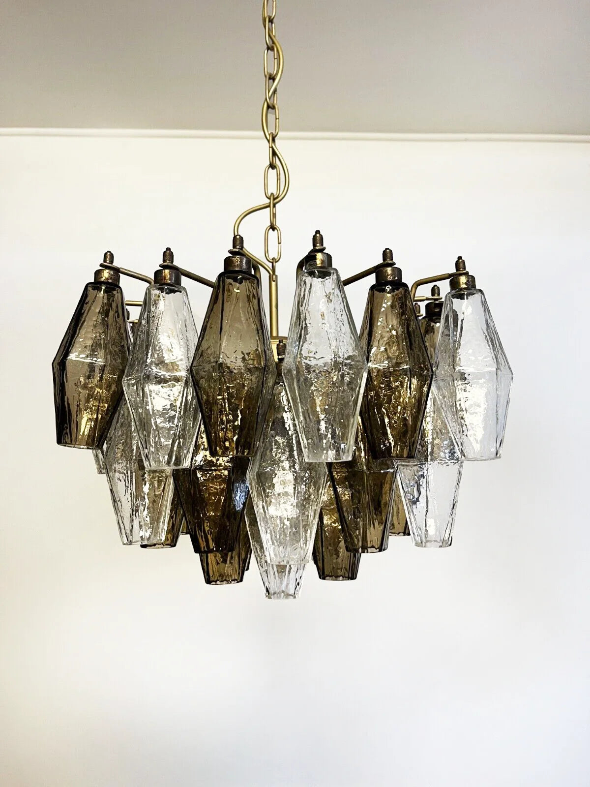 Poliedri Smoked Murano Glass Chandelier