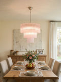 Murano Pink Glass Tube Chandelier