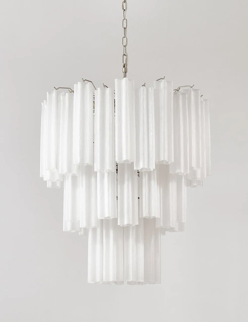 Elegant White Murano Glass Tube Chandelier