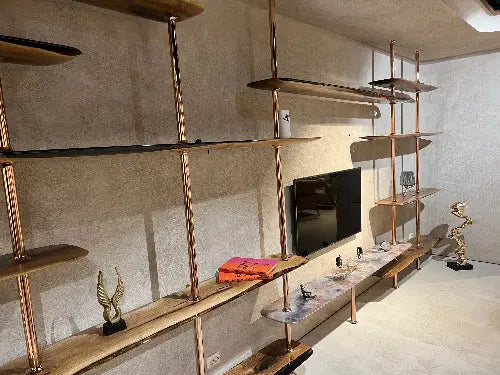 Walnut & Resin Sculptural Shelving Divider