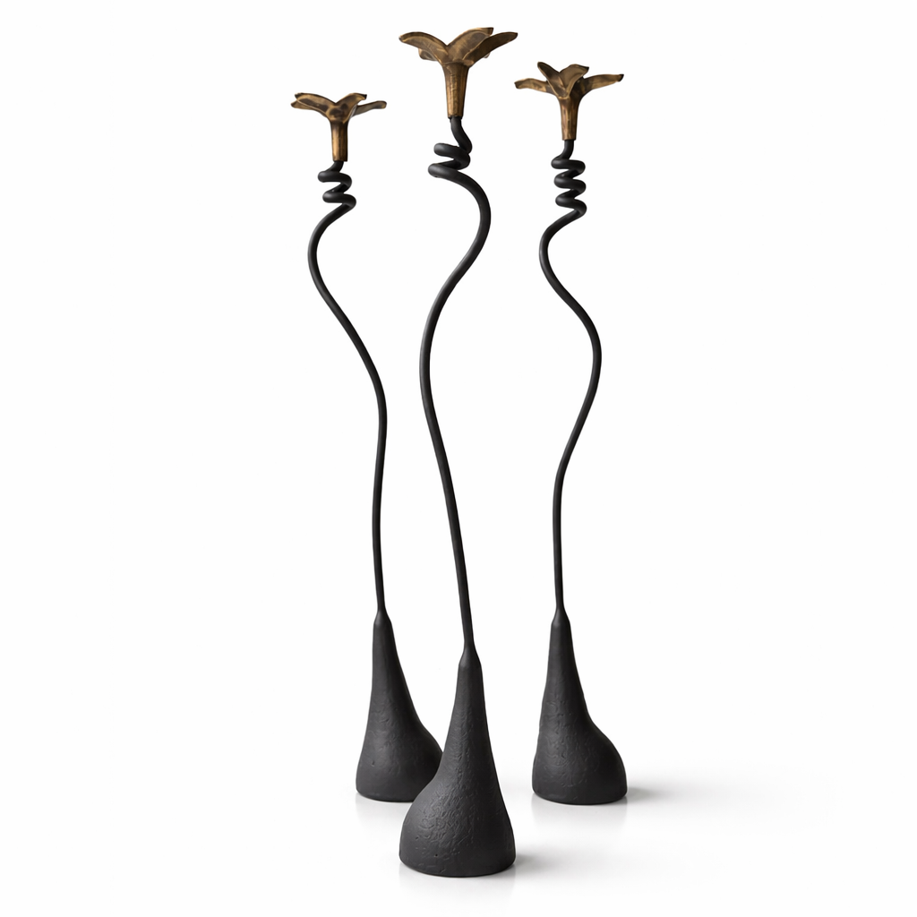 Jasmine in Bloom Candlestick — Handmade Sculptural Iron Candleholder (20”)