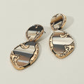 Textured Metal Frame Abstract Celluloid Acetate Drop Dangle Statement Earrings