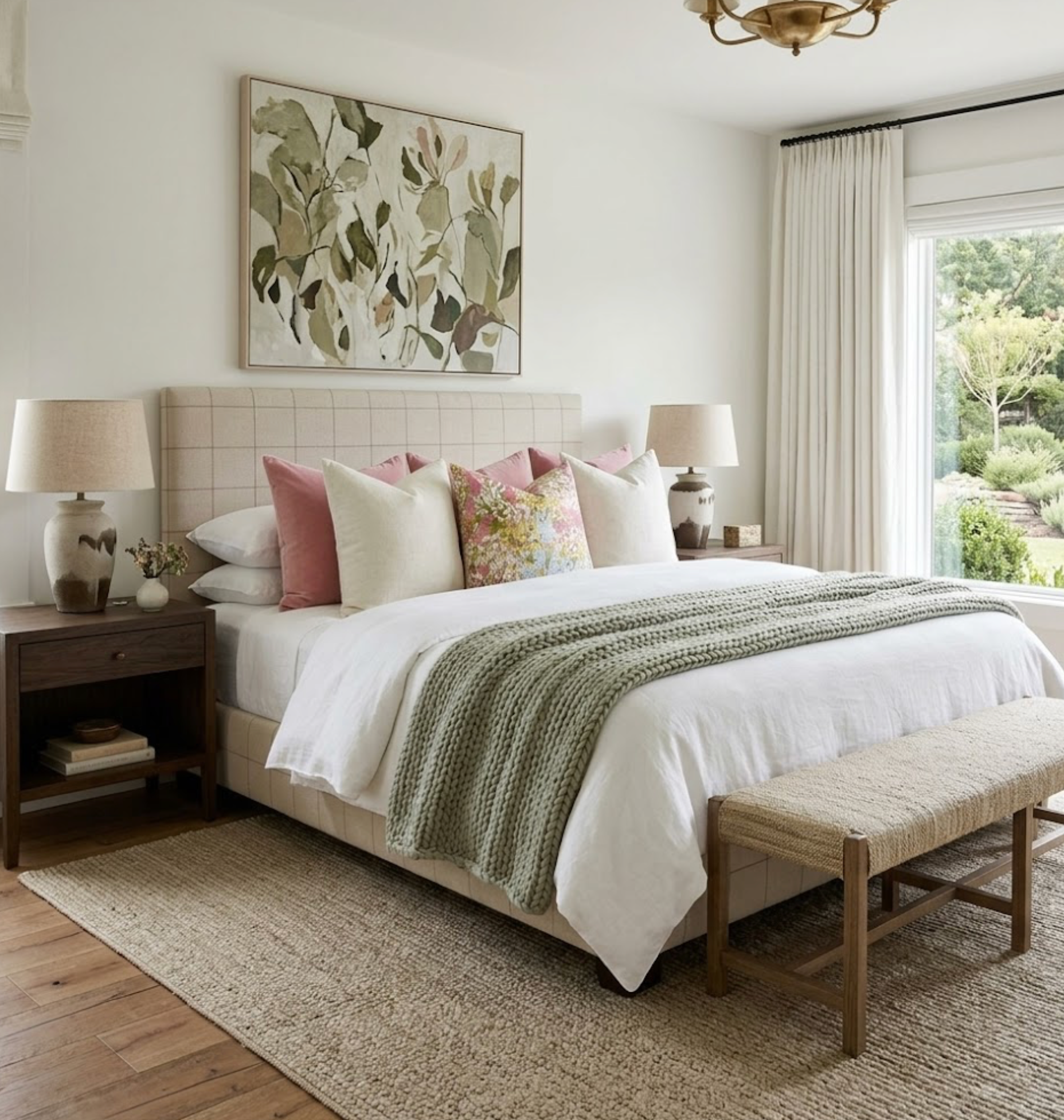 Fleur Linen Pillow Cover in Blush