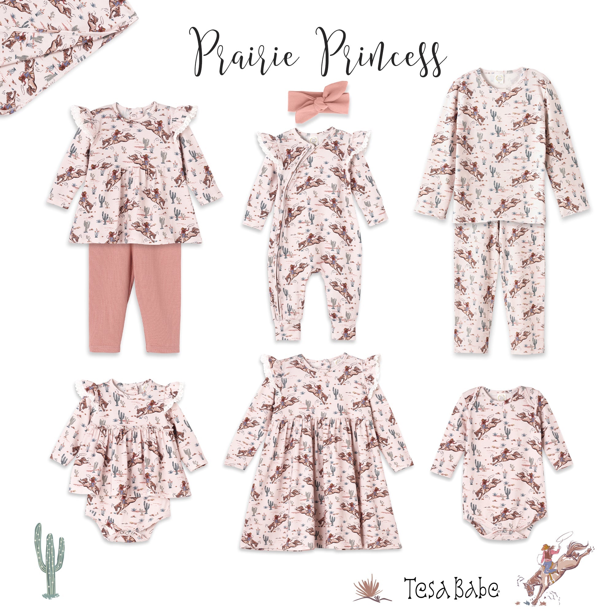 Prairie Princess Baby Girl Western Bamboo Skirted Bodysuit 3-6M