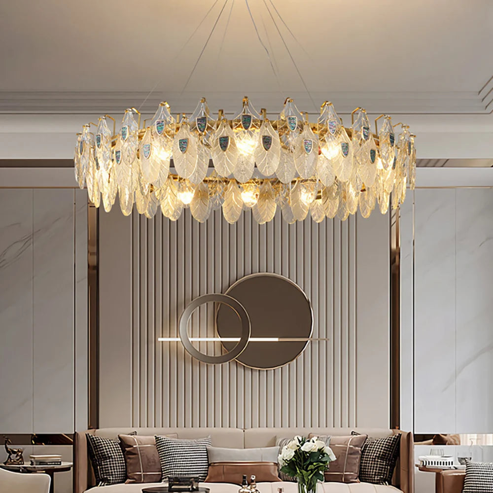 Feather Crystal Abalone Chandelier