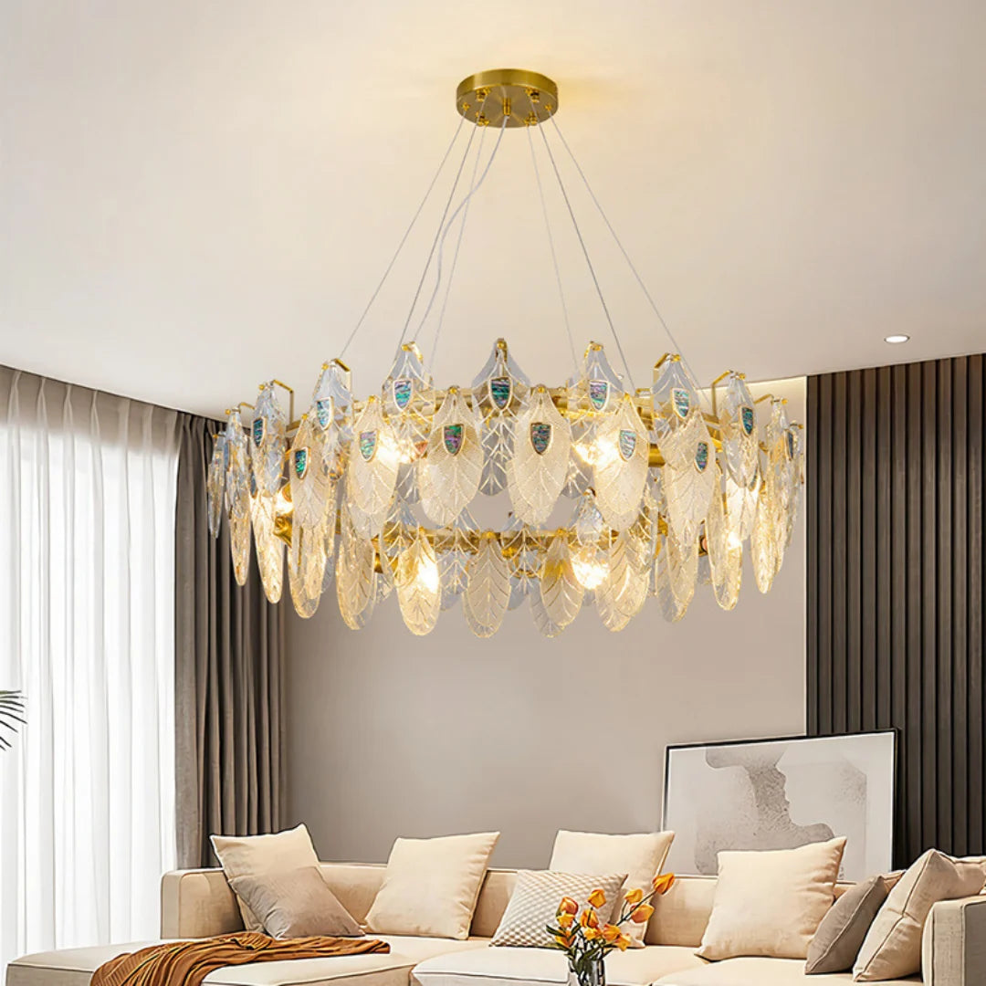 Feather Crystal Abalone Chandelier