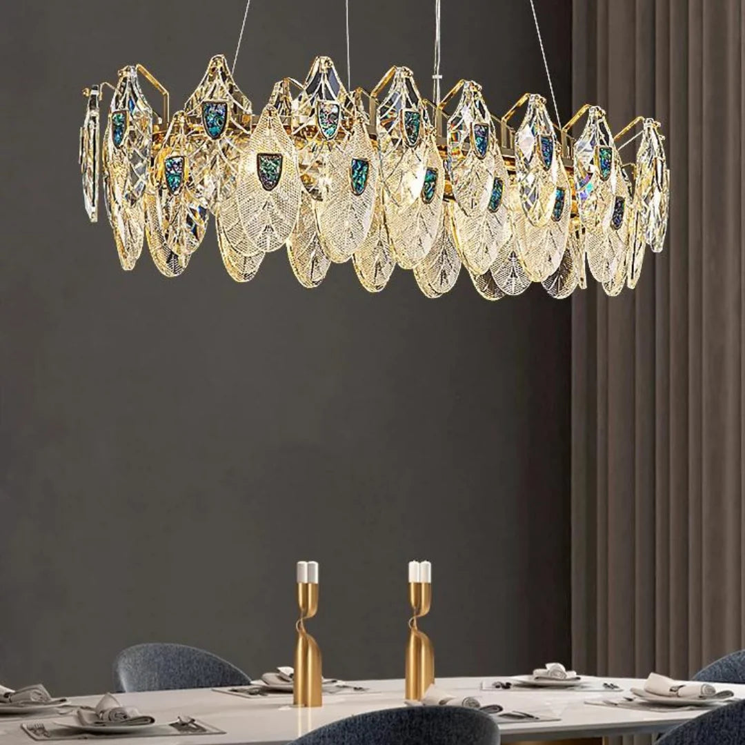 Feather Crystal Abalone Chandelier