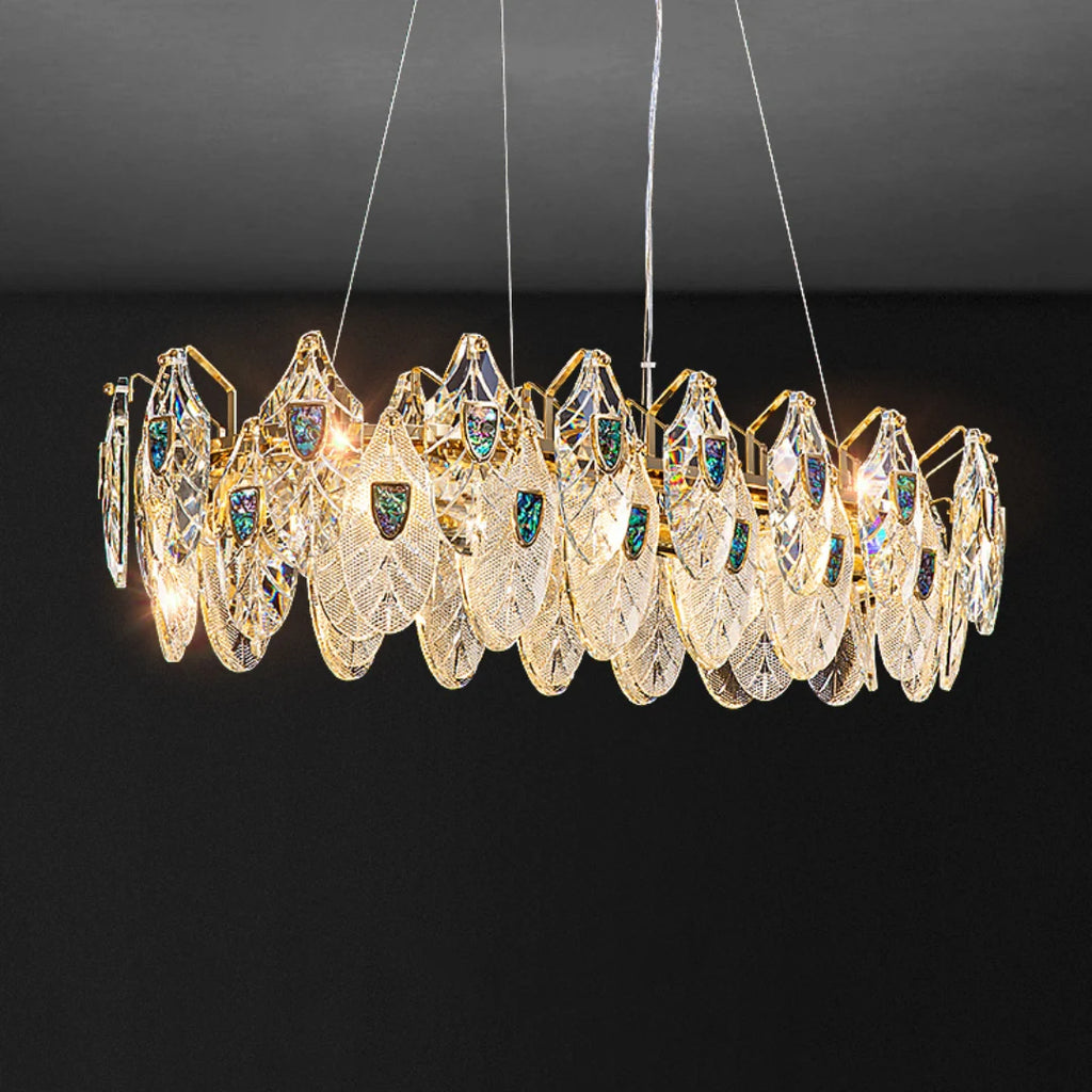 Feather Crystal Abalone Chandelier