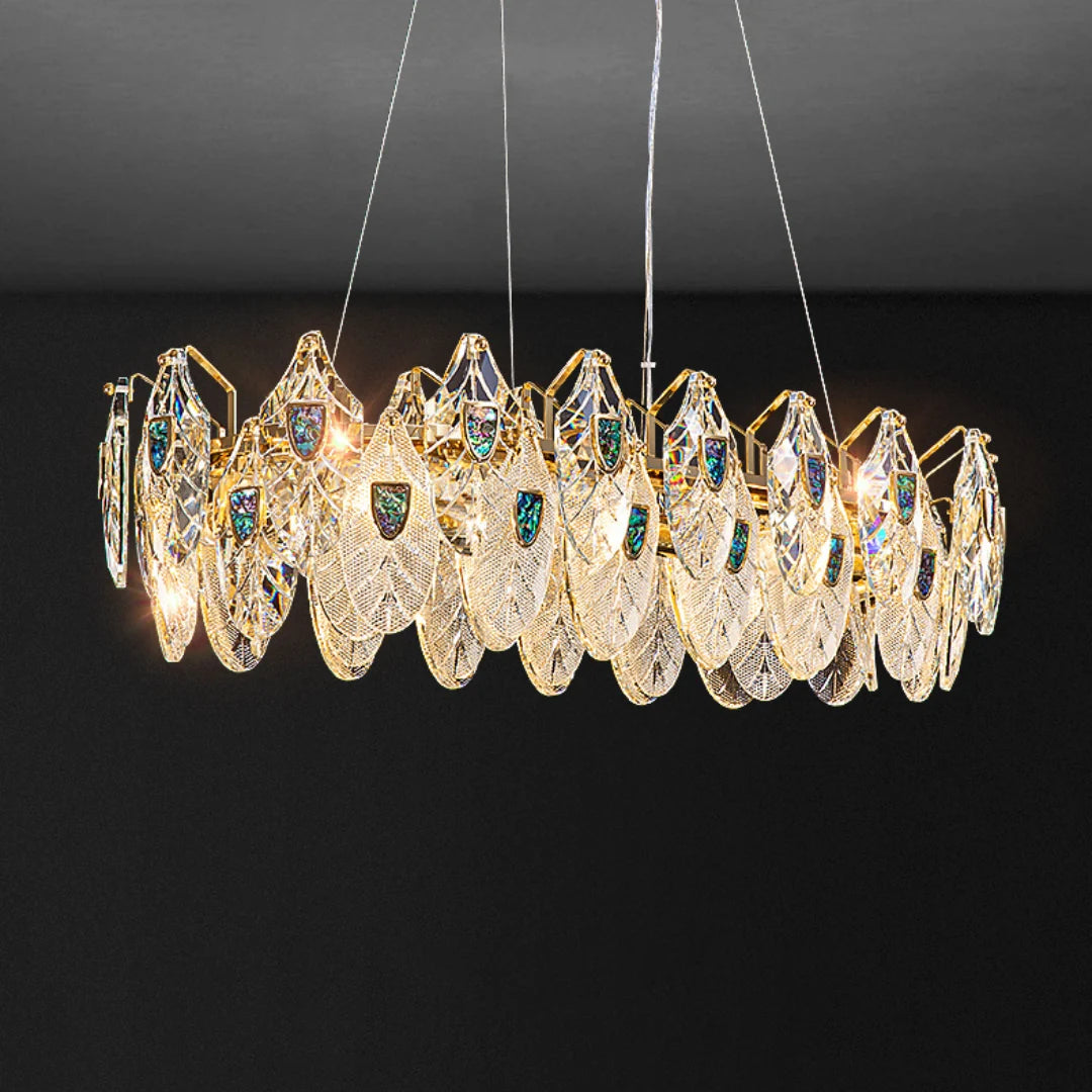 Feather Crystal Abalone Chandelier