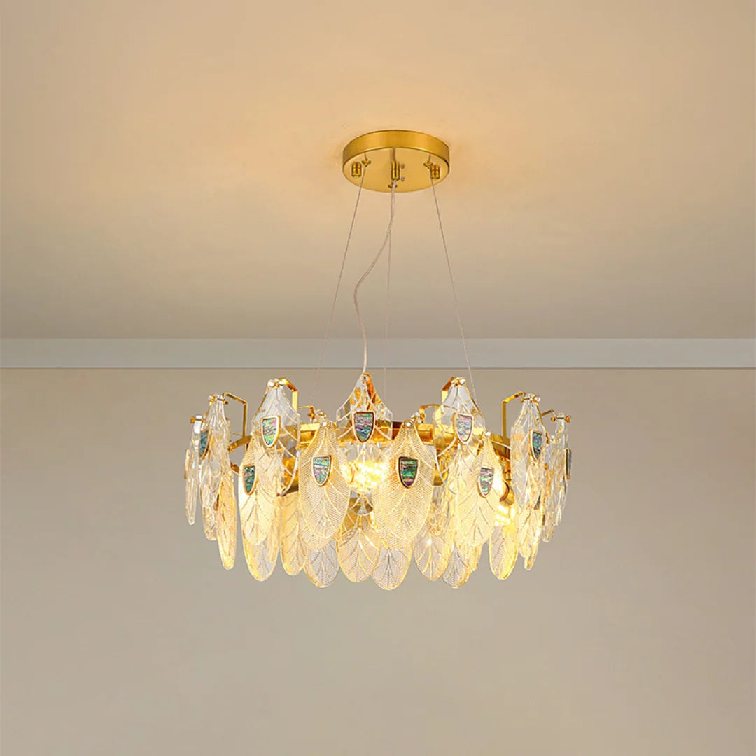 Feather Crystal Abalone Chandelier