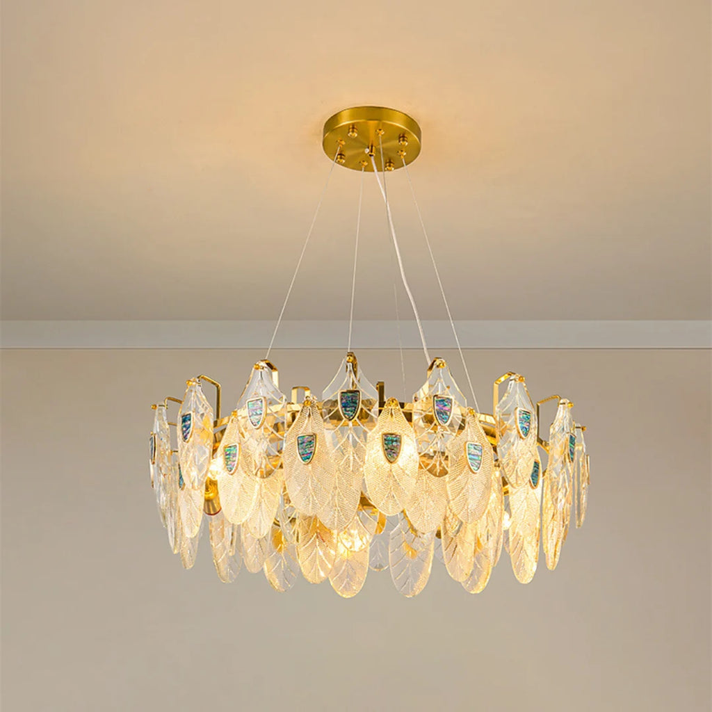 Feather Crystal Abalone Chandelier