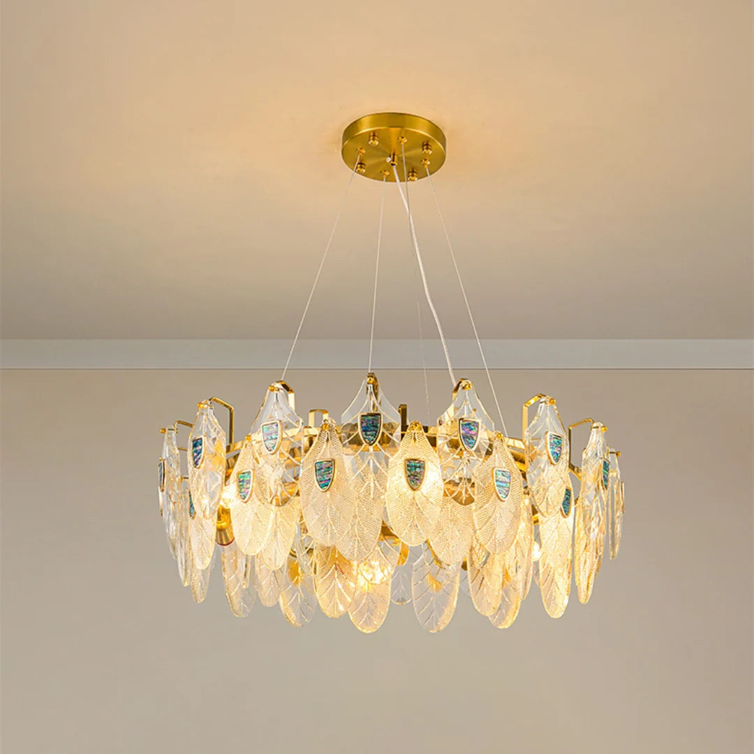 Feather Crystal Abalone Chandelier