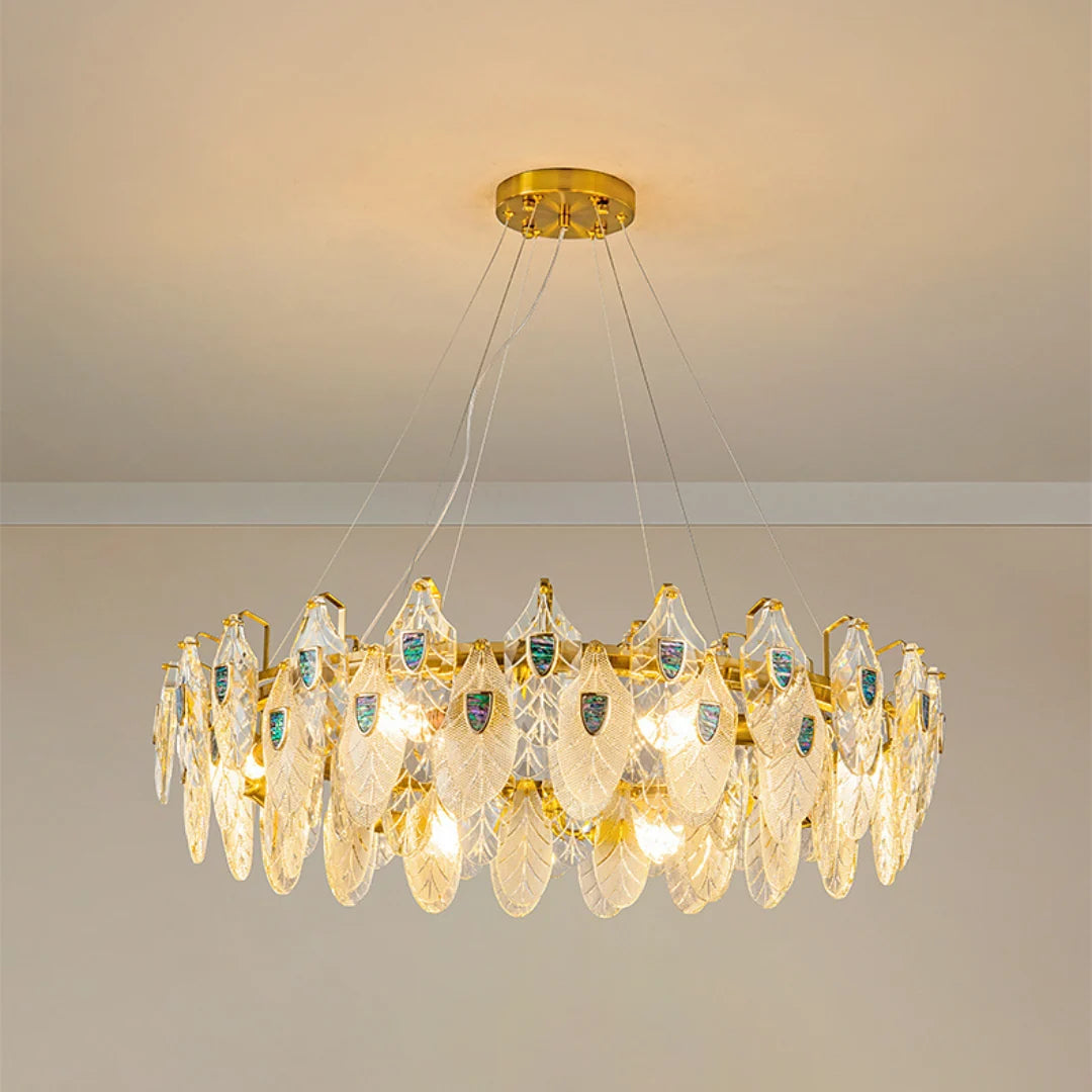 Feather Crystal Abalone Chandelier