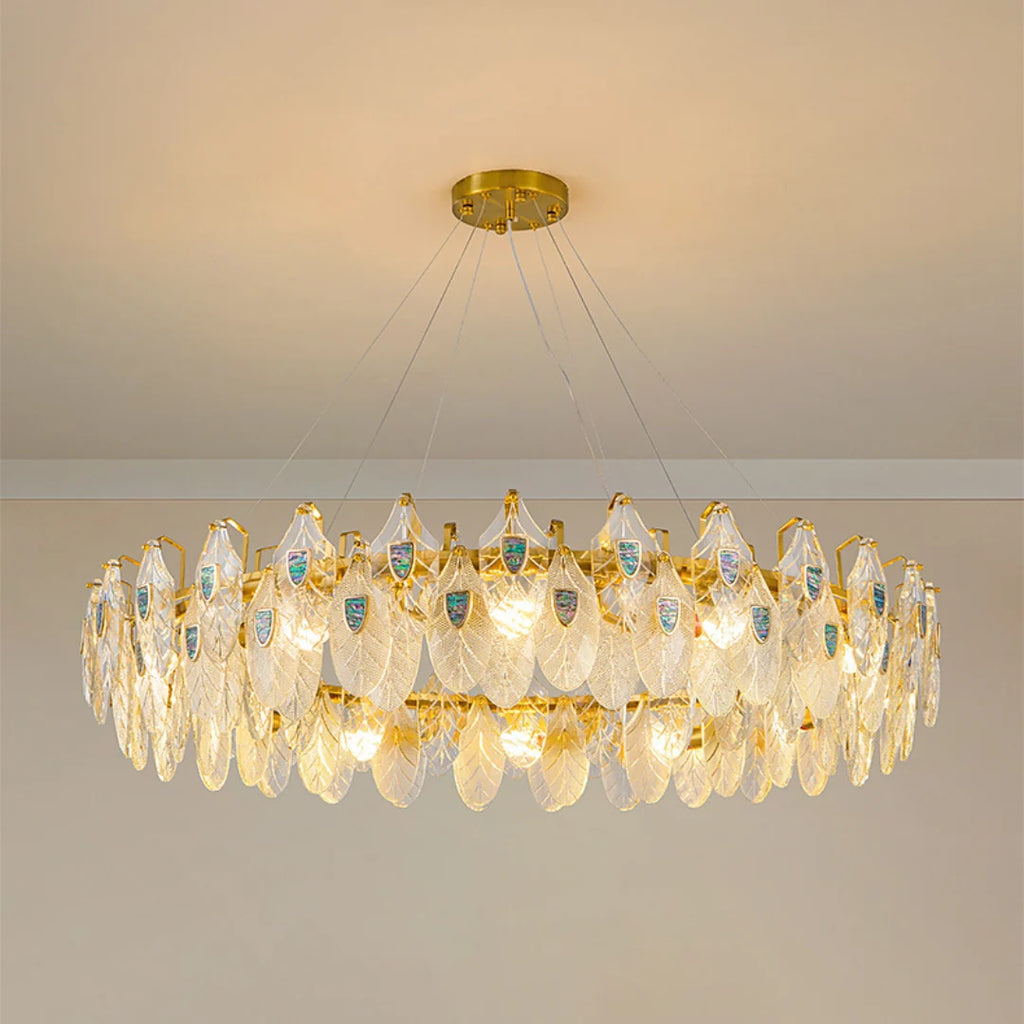 Feather Crystal Abalone Chandelier