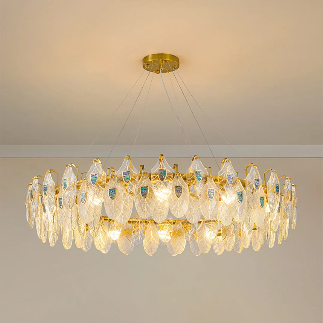 Feather Crystal Abalone Chandelier