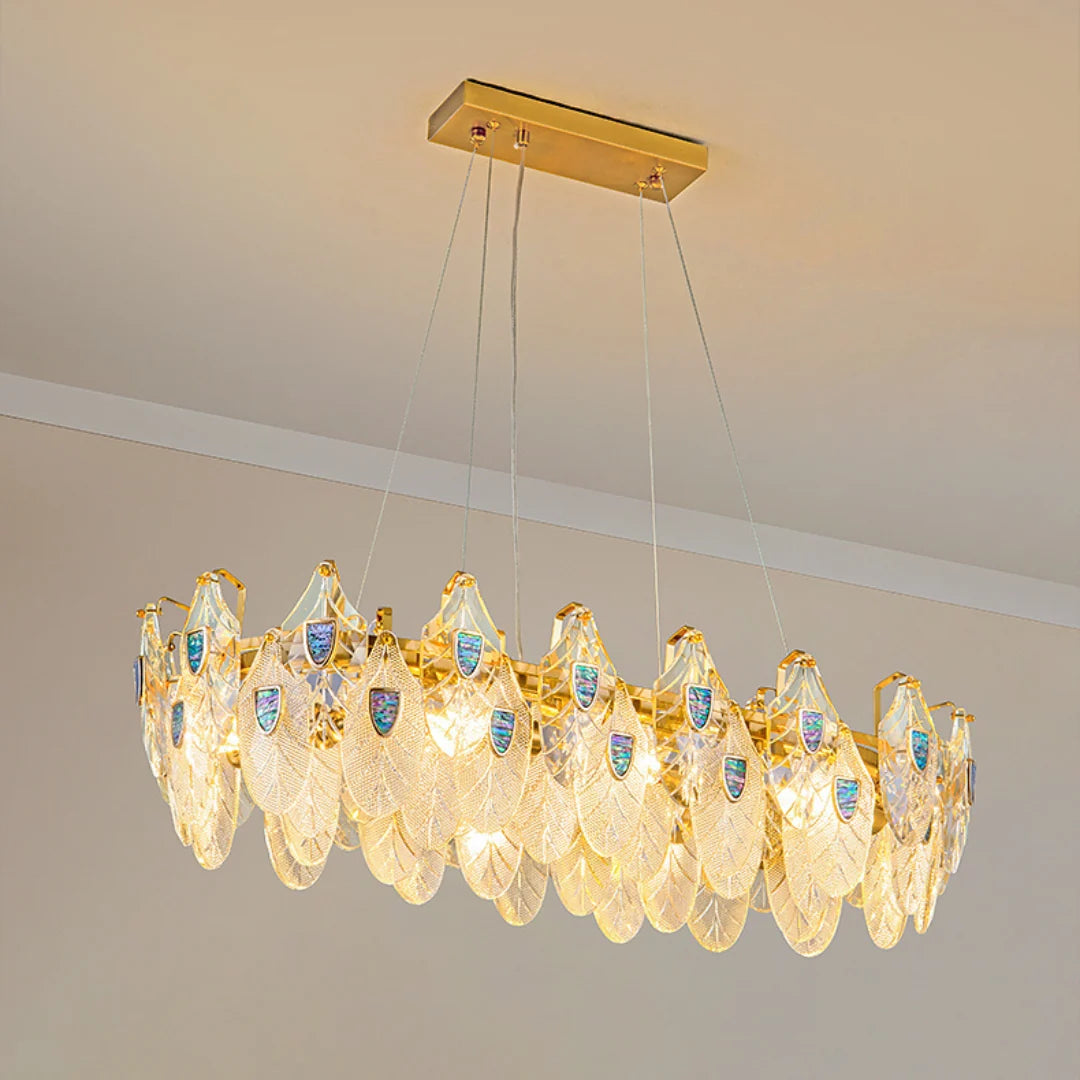 Feather Crystal Abalone Chandelier