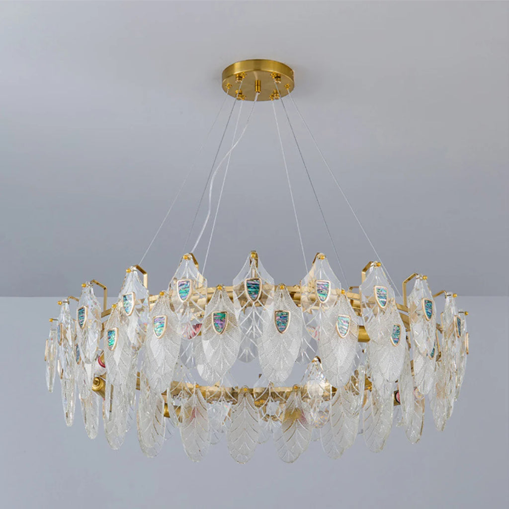 Feather Crystal Abalone Chandelier