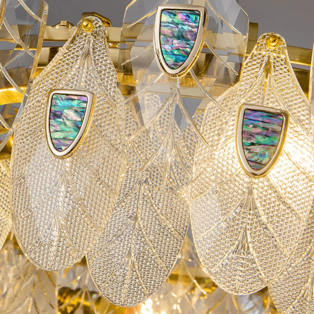 Feather Crystal Abalone Chandelier