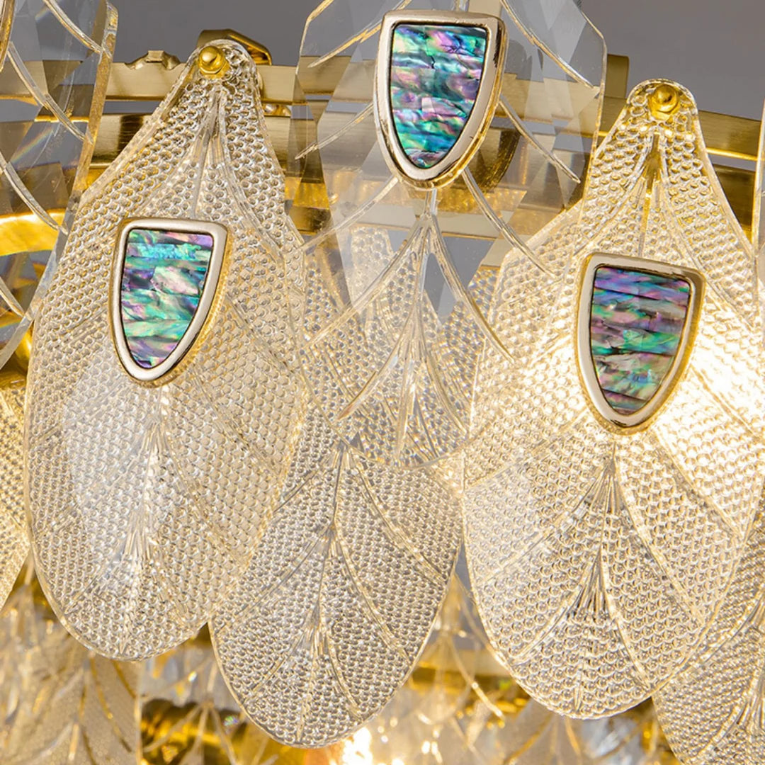 Feather Crystal Abalone Chandelier