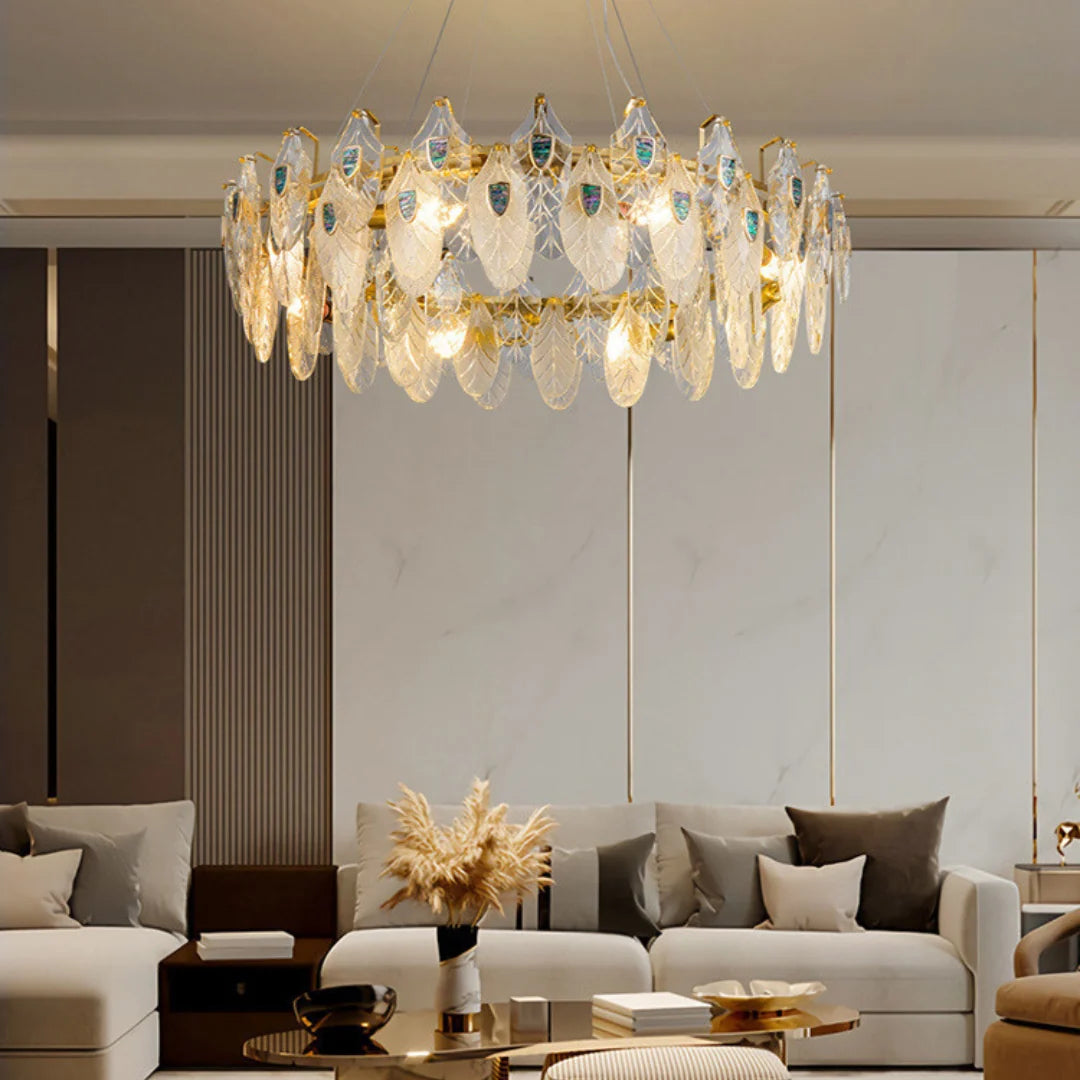 Feather Crystal Abalone Chandelier