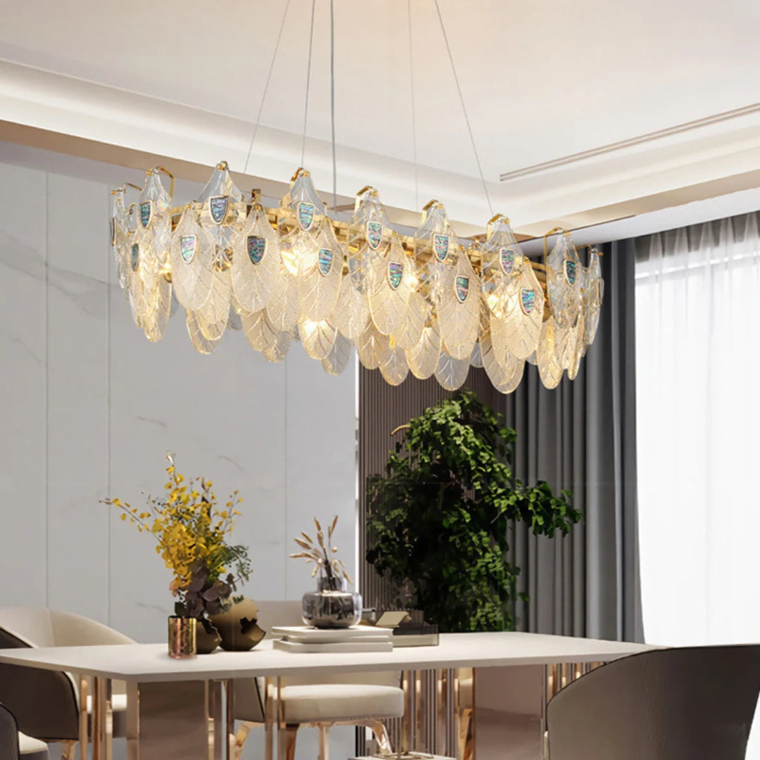 Feather Crystal Abalone Chandelier