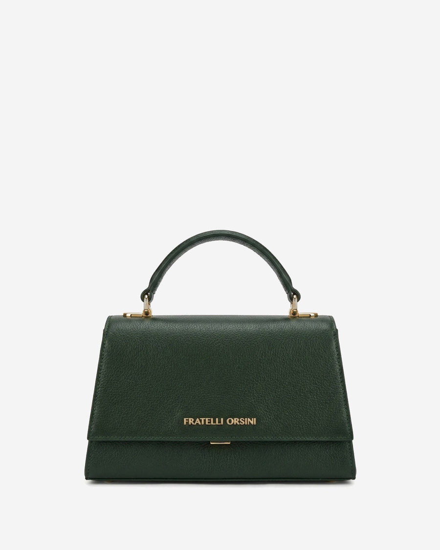 Federica (green) - Italian calf leather women's crossbody bag (with shoulder strap)