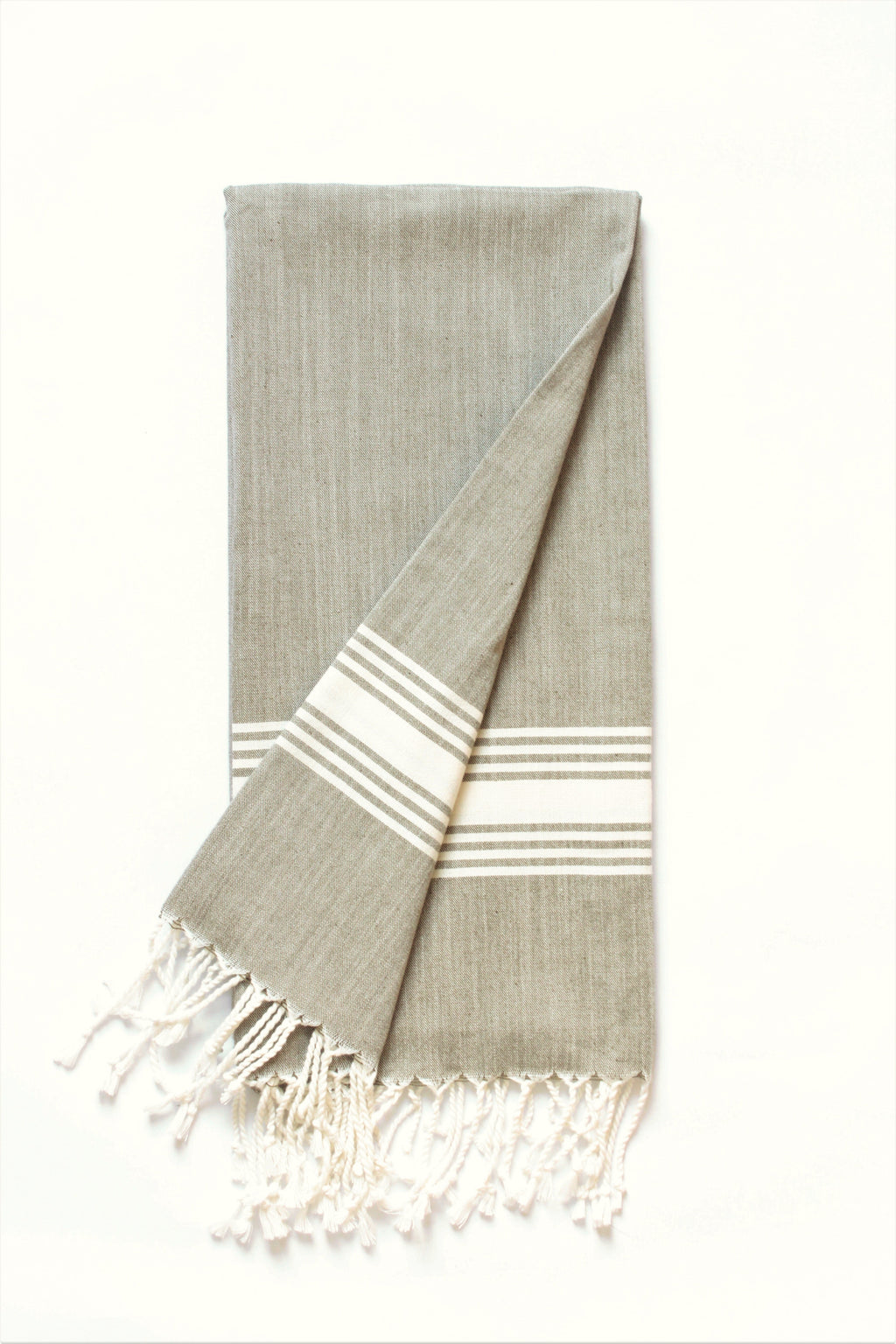 Figueres Turkish Towel — Olive & White