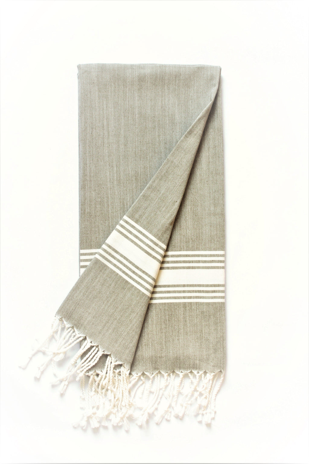 Figueres Turkish Towel — Olive & White
