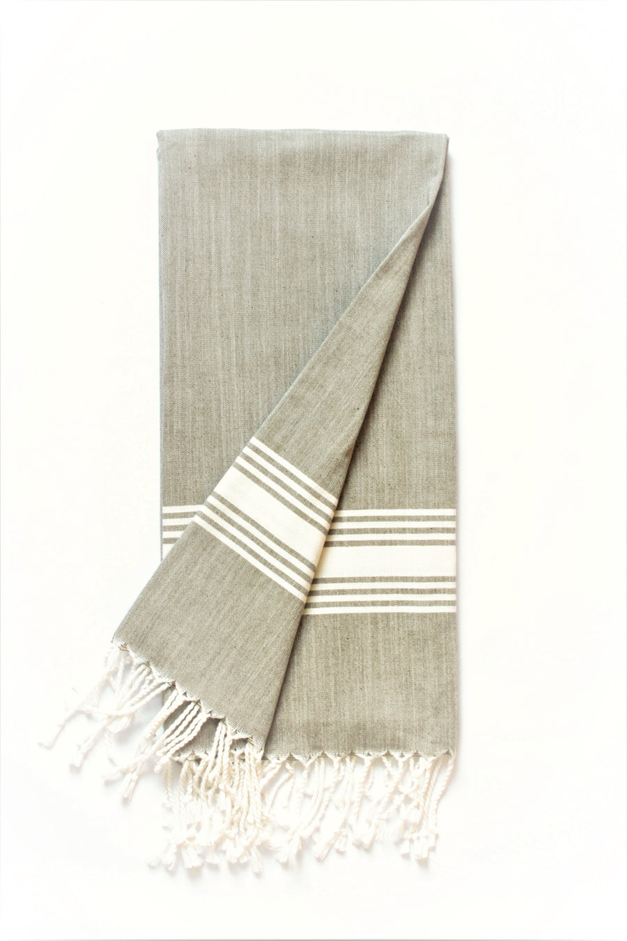 Figueres Turkish Towel — Olive & White