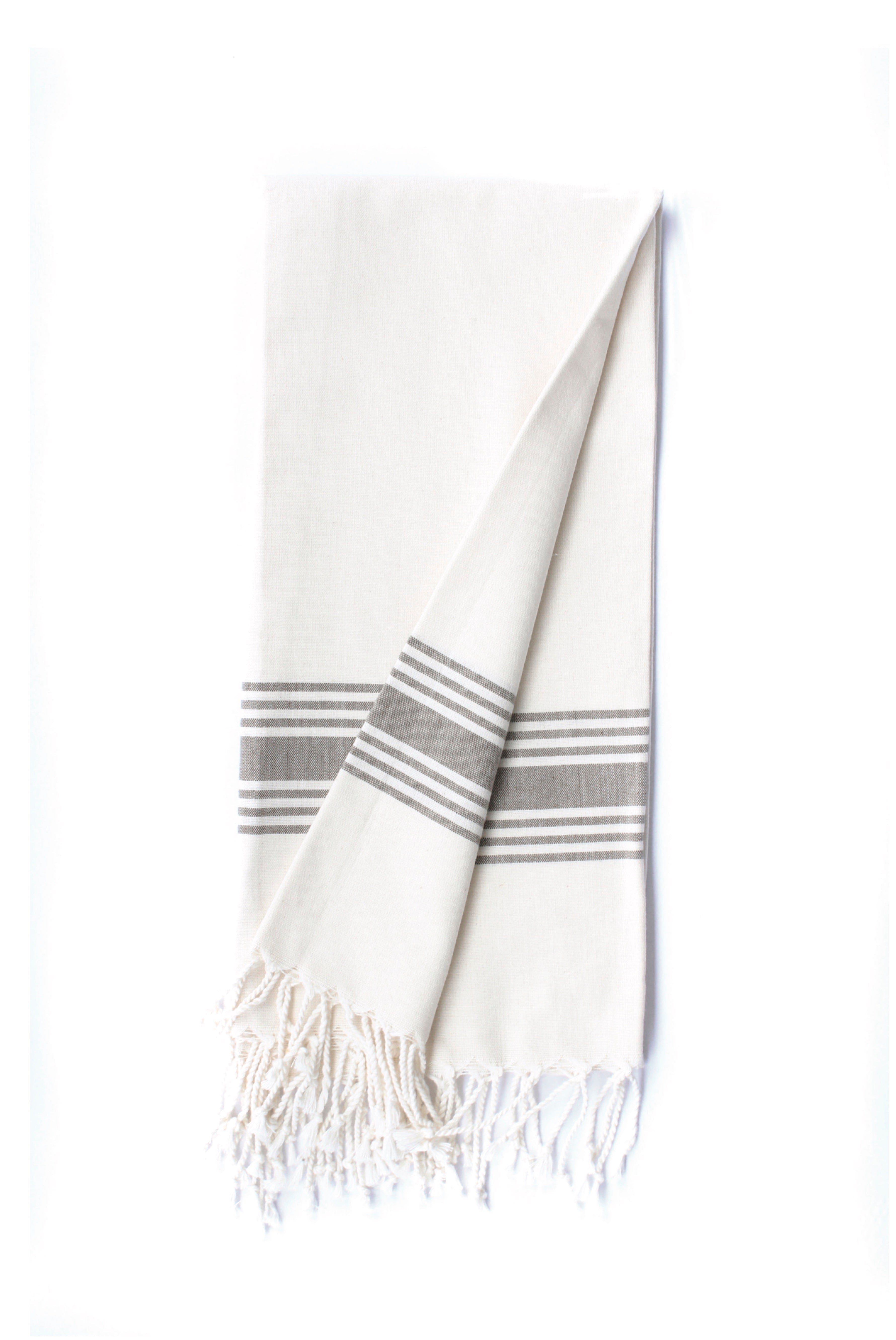 Figueres Turkish Towel — White & Olive