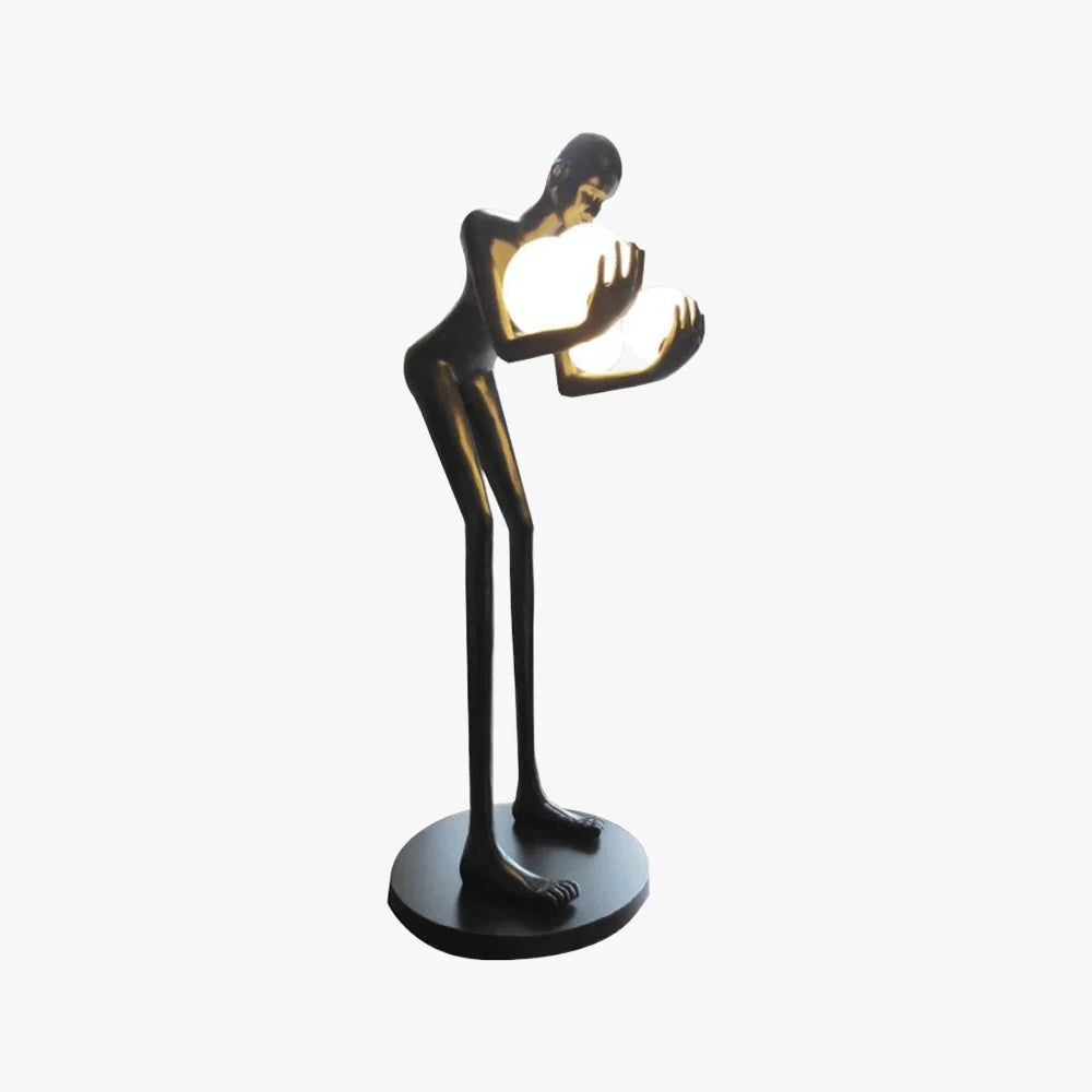 Figure Holding Ball Sculpture Floor Lamp