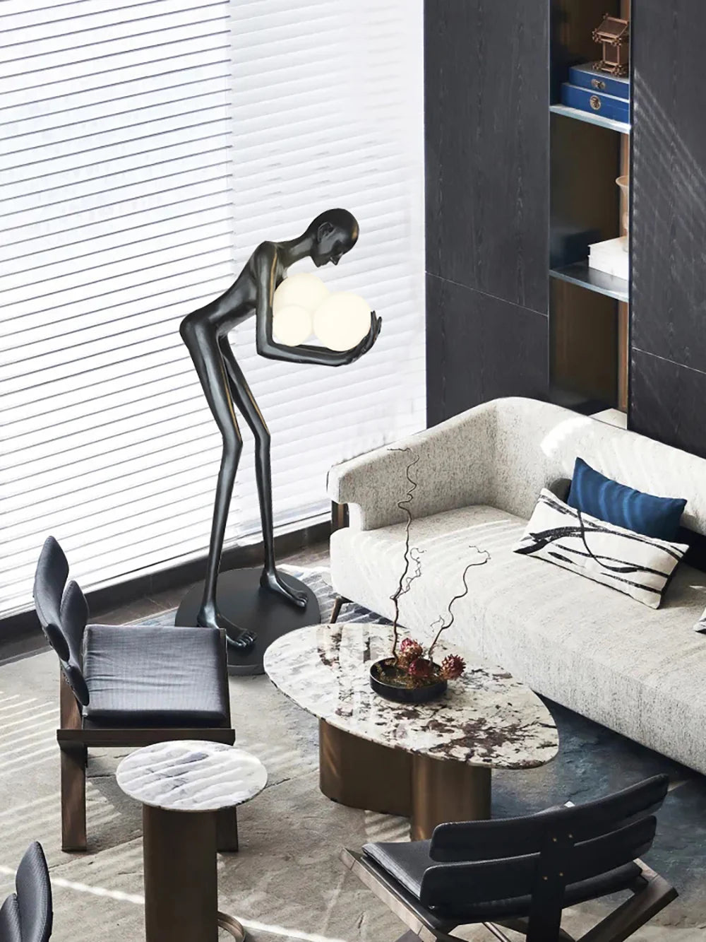 Figure Holding Ball Sculpture Floor Lamp