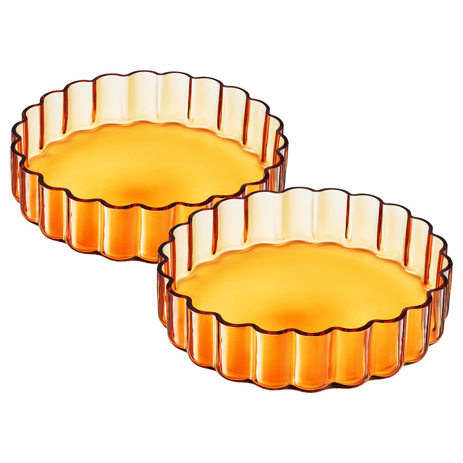 Flower Plate Glassware, Set of 2 — Amber